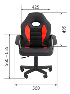 Детское компьютерное кресло CHAIRMAN KIDS 111, экокожа, черный/красный